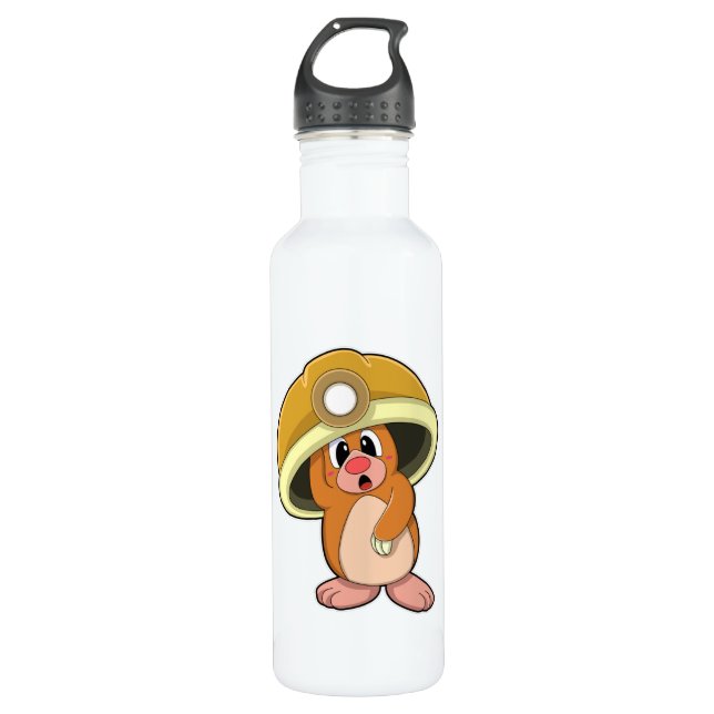 Mole as Miner with Helmet 710 Ml Water Bottle (Front)