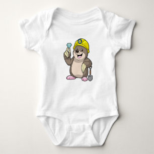 Mole as Miner with Shovel & Diamond Baby Bodysuit