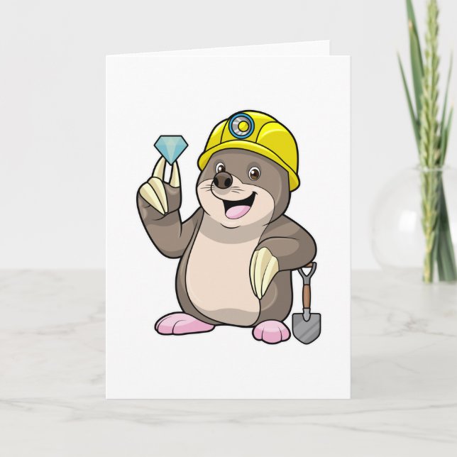 Mole as Miner with Shovel & Diamond Card (Front)