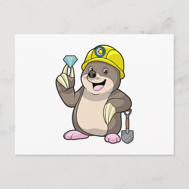 Mole as Miner with Shovel & Diamond Postcard (Front)
