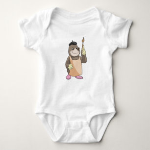 Mole as Painter with Paint brush Baby Bodysuit