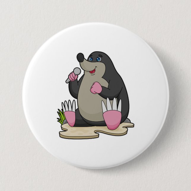 Mole as Singer with Microphone 7.5 Cm Round Badge (Front)