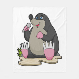 Mole as Singer with Microphone Fleece Blanket