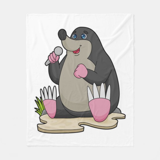Mole as Singer with Microphone Fleece Blanket (Front)