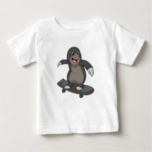 Mole as Skater with Skateboard Baby T-Shirt