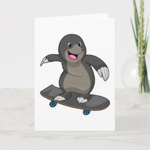 Mole as Skater with Skateboard Card