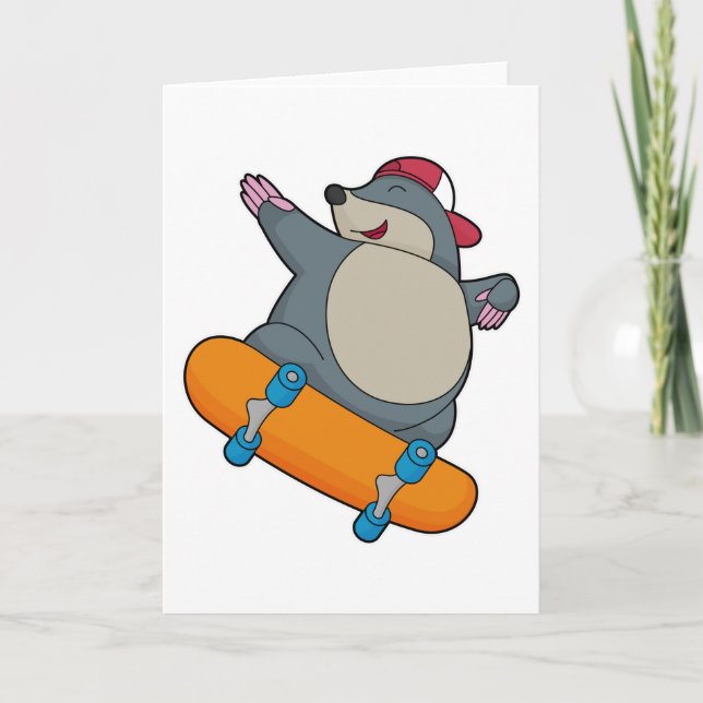 Mole as Skater with Skateboard Card (Front)