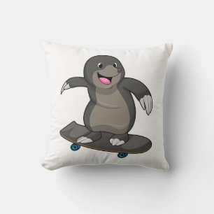Mole as Skater with Skateboard Cushion