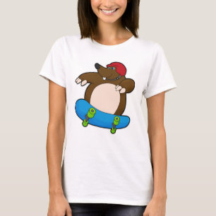 Mole as Skater with Skateboard & Helmet T-Shirt