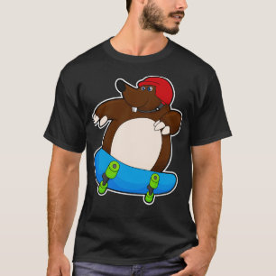Mole as Skater with Skateboard Helmet T-Shirt