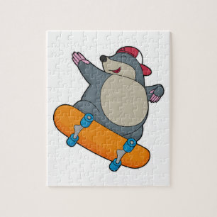 Mole as Skater with Skateboard Jigsaw Puzzle