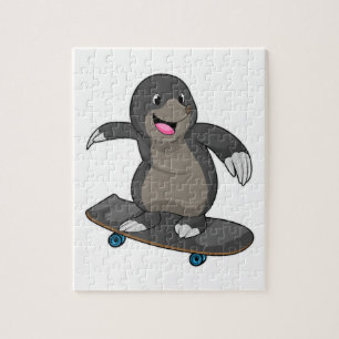 Mole as Skater with Skateboard Jigsaw Puzzle