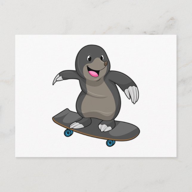 Mole as Skater with Skateboard Postcard (Front)