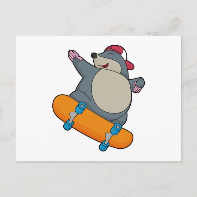 Mole as Skater with Skateboard Postcard (Front)