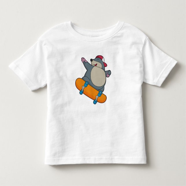 Mole as Skater with Skateboard Toddler T-Shirt (Front)