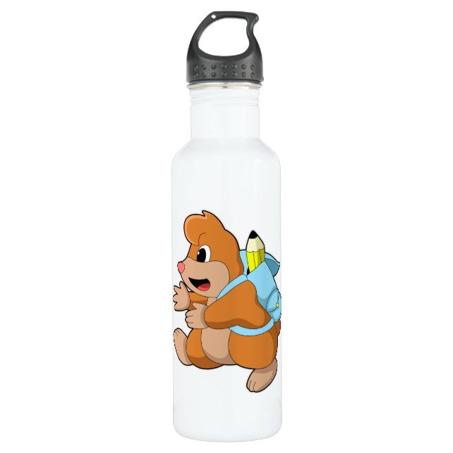 Mole as Student with Backpack 710 Ml Water Bottle (Front)