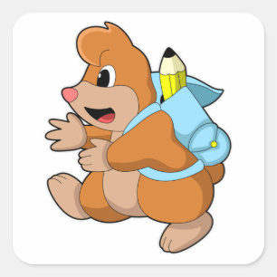 Mole as Student with Backpack Square Sticker