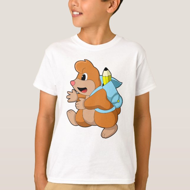 Mole as Student with Backpack T-Shirt (Front)