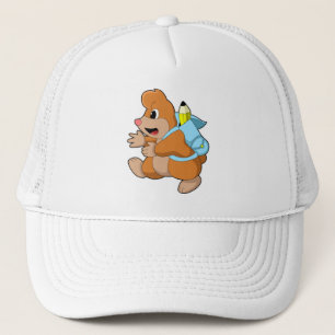 Mole as Student with Backpack Trucker Hat