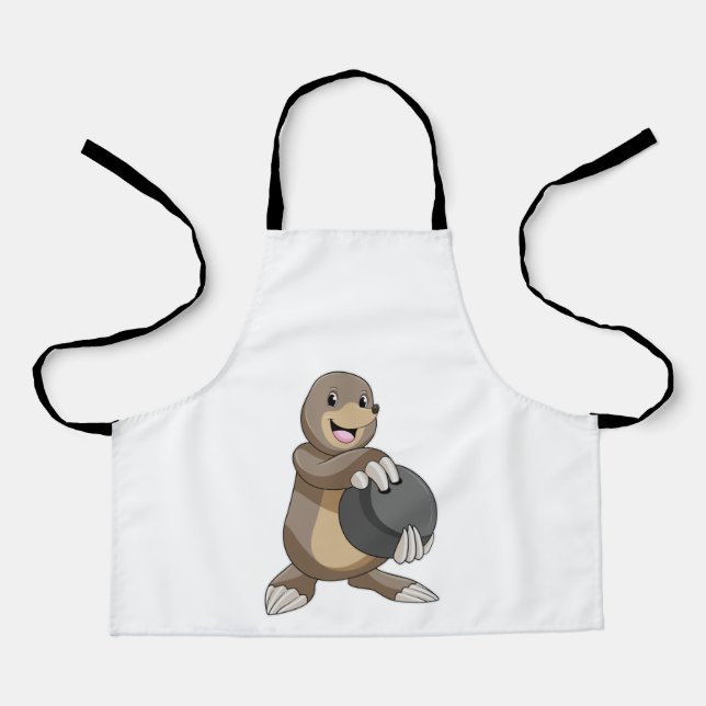 Mole at Bowling with Bowling ball Apron (Front)