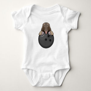 Mole at Bowling with Bowling ball Baby Bodysuit