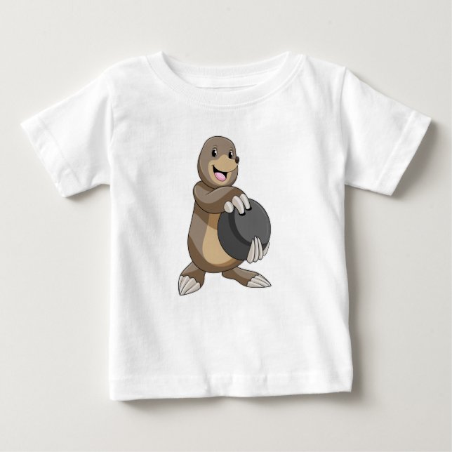 Mole at Bowling with Bowling ball Baby T-Shirt (Front)