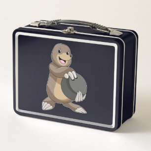 Mole at Bowling with Bowling ball Metal Lunch Box