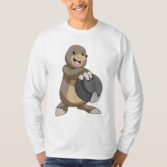 Mole at Bowling with Bowling ball T-Shirt (Front)