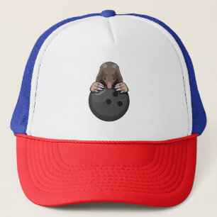 Mole at Bowling with Bowling ball Trucker Hat