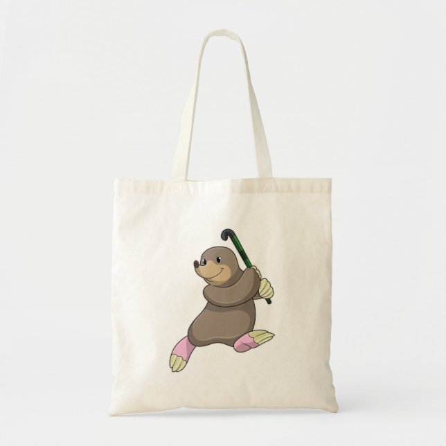 Mole at Hockey with Hockey bat Tote Bag (Front)