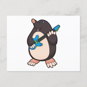 Mole at Music with Guitar Postcard