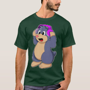 Mole at Music with Headphone T-Shirt