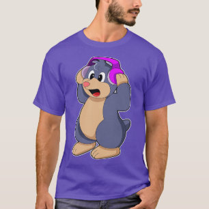 Mole at Music with Headphone T-Shirt