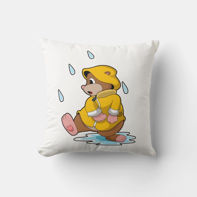 Mole at Rain with Raindrops Cushion (Front)