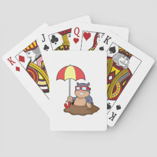 Mole at Raining with Umbrella Playing Cards