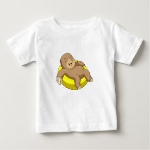 Mole at Swimming with Lifebuoy Baby T-Shirt