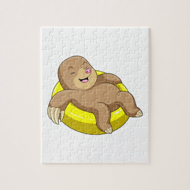 Mole at Swimming with Lifebuoy Jigsaw Puzzle (Vertical)