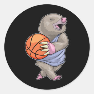 Mole Basketball Player Basketball  Classic Round Sticker
