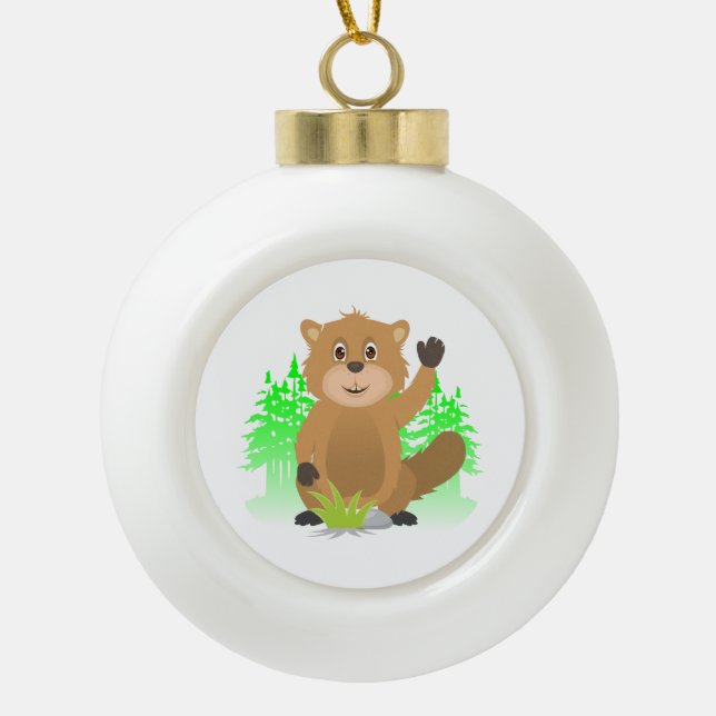 Mole clipart ceramic ball christmas ornament (Front)
