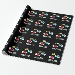 Mole-Cool Funny Molecule Pun Dark BG Wrapping Paper