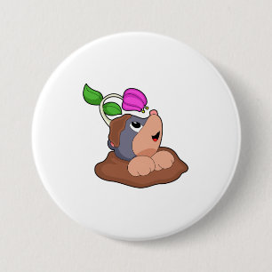 Mole Earth Flower 7.5 Cm Round Badge