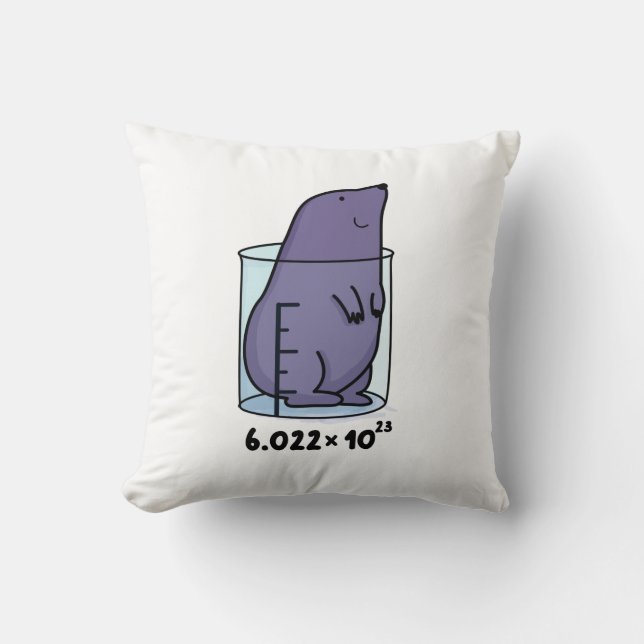 Mole Equation Cute Mole In A Beaker Pun Cushion (Front)