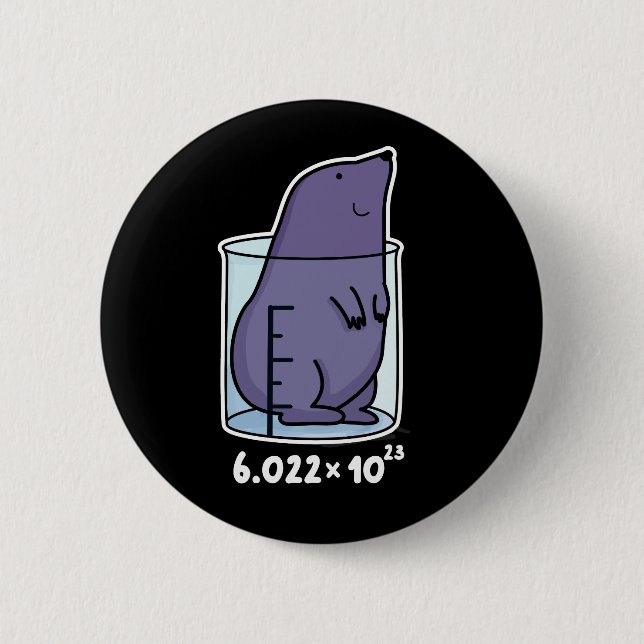 Mole Equation Funny Mole In A Beaker Pun Dark BG 6 Cm Round Badge (Front)