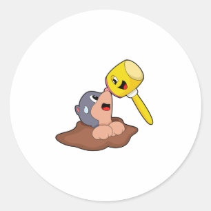 Mole Hammer Classic Round Sticker