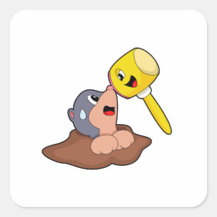 Mole Hammer Square Sticker