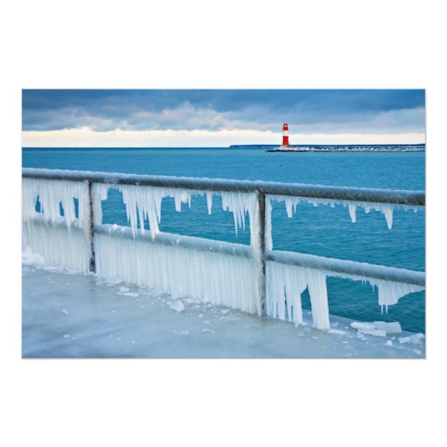 Mole in Warnemuende (Germany) in winter Photo Print (Front)