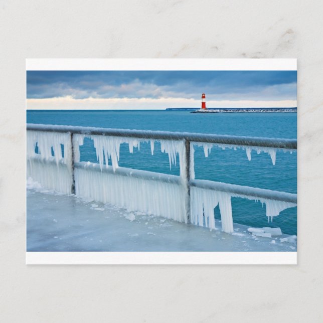 Mole in Warnemuende (Germany) in winter Postcard (Front)
