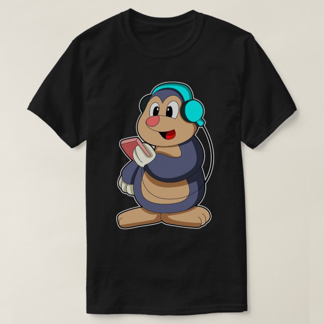 Mole Music with Headphone T-Shirt (Design Front)