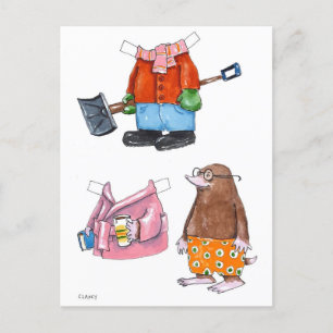 Mole Paper Doll postcard