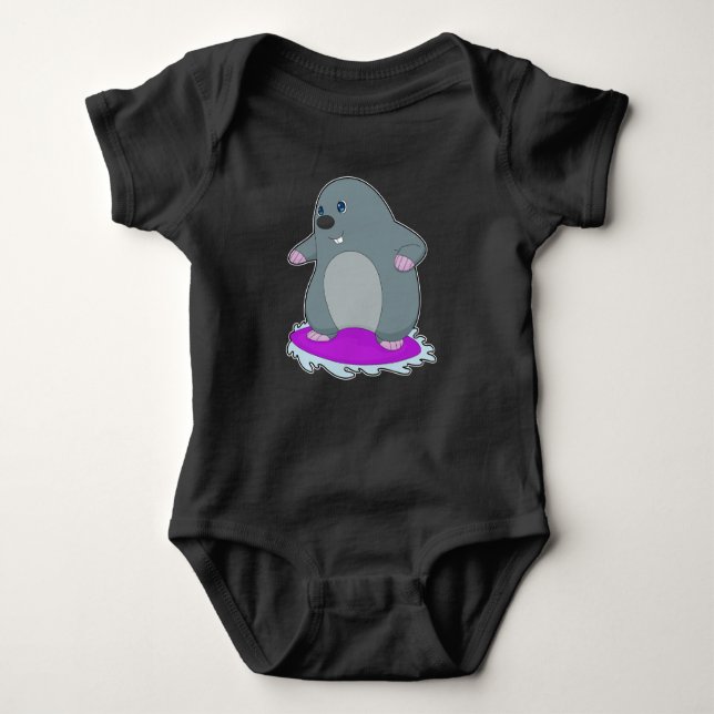 Mole Surfer Surfboard Baby Bodysuit (Front)